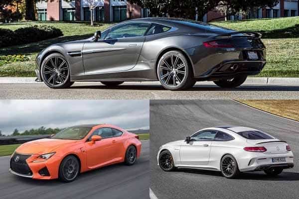 Люксовые купе 2018 года Lexus RC F, Aston Martin Vantage, Mercedes Benz C63 AMG