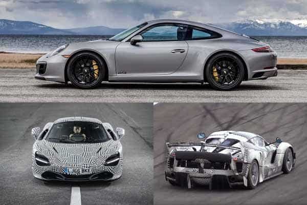 Спорткары 2018 года Porsche 911, McLaren BP23, Ferrari FXX K Evoluzione