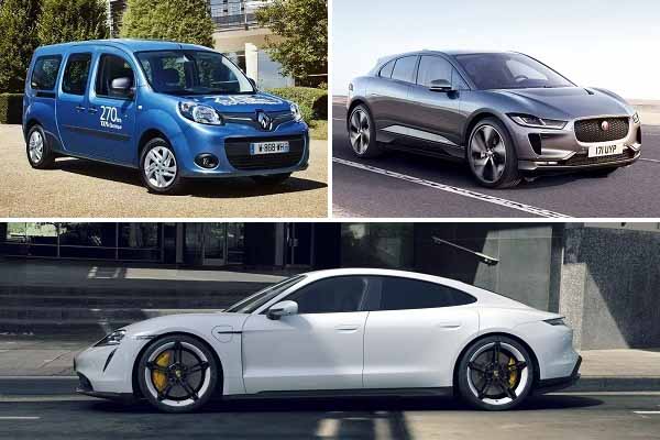 Renault Kangoo Z.E., Jaguar I-Pace, Porsche Taycan
