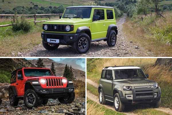 3-дверные внедорожники Suzuki Jimny, Jeep Wrangler, Land Rover Defender 90
